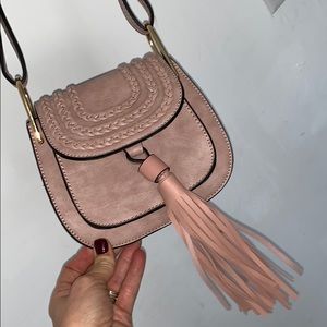 Blush mini leatherette crossbody shoulder bag
